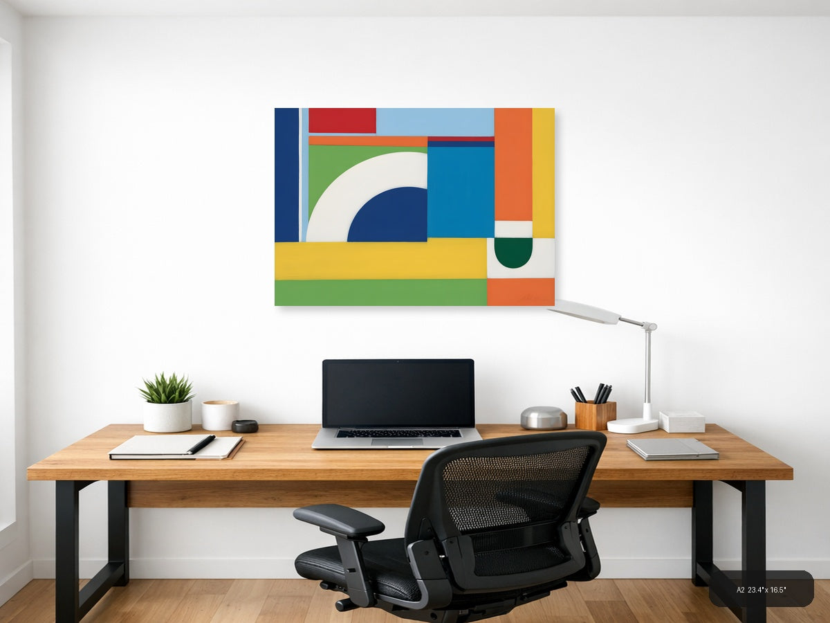 Colorful Abstract Geometric Shapes Modern Wall Art — A2 / Office