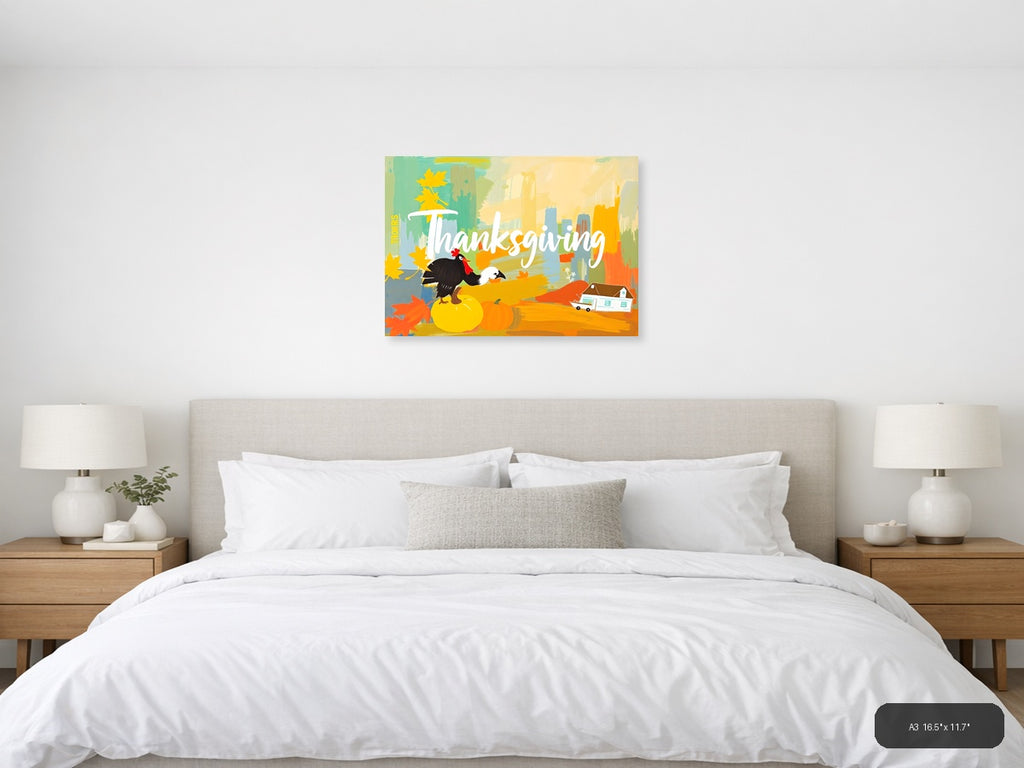 Thanksgiving Turkey Abstract Cityscape Wall Art — A3 / Bedroom