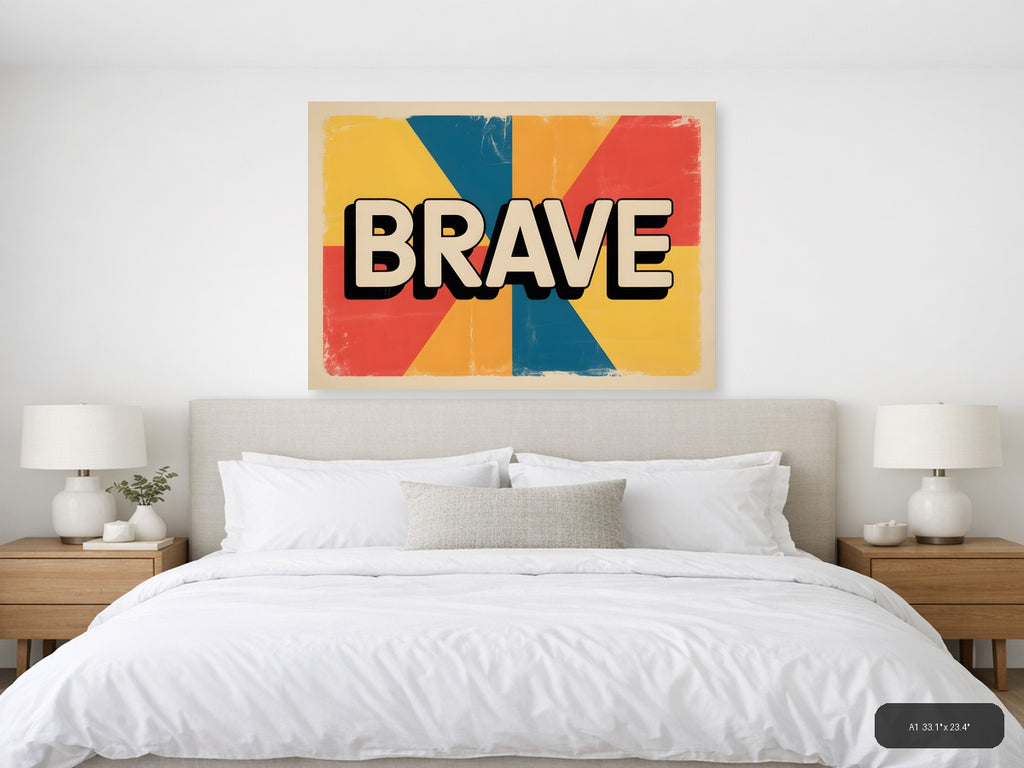 Brave Vintage Retro Geometric Sunburst Wall Art — A1 / Bedroom