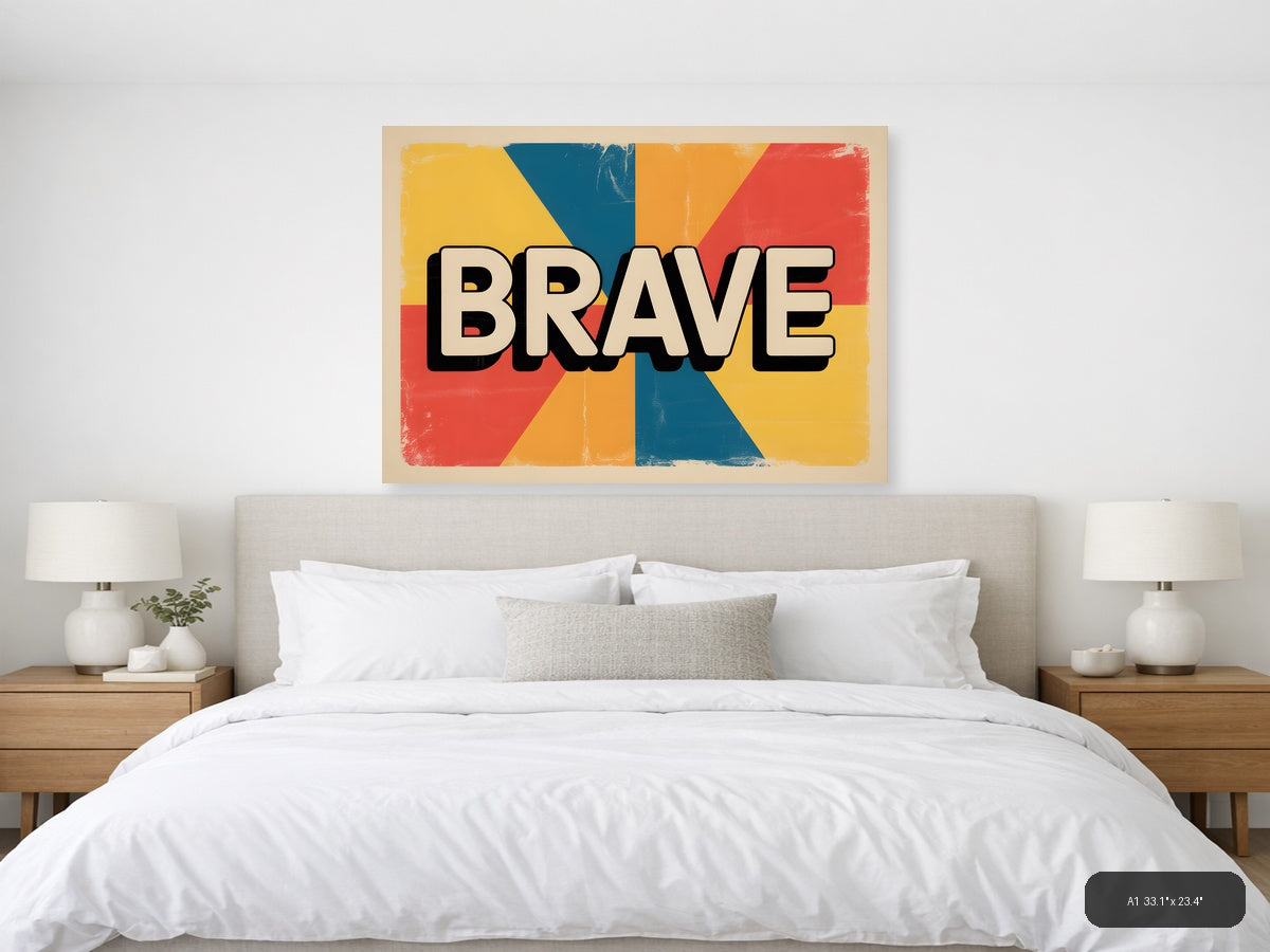 Brave Vintage Retro Geometric Sunburst Wall Art — A1 / Bedroom