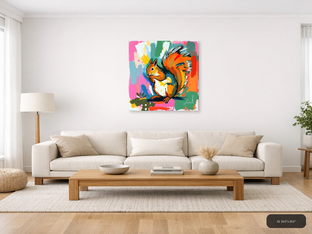 Colorful Abstract Squirrel Pop Art Wall Art — A2 / Living Room
