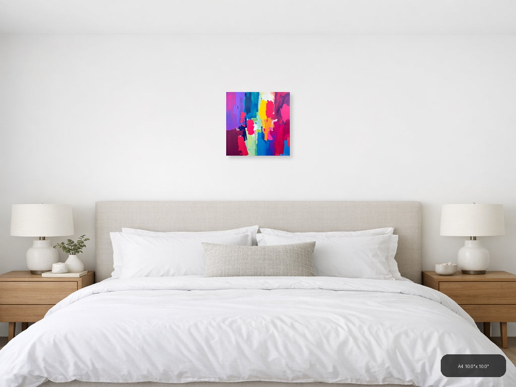 Vibrant Abstract Neon Brushstrokes Square Wall Art — A4 / Bedroom