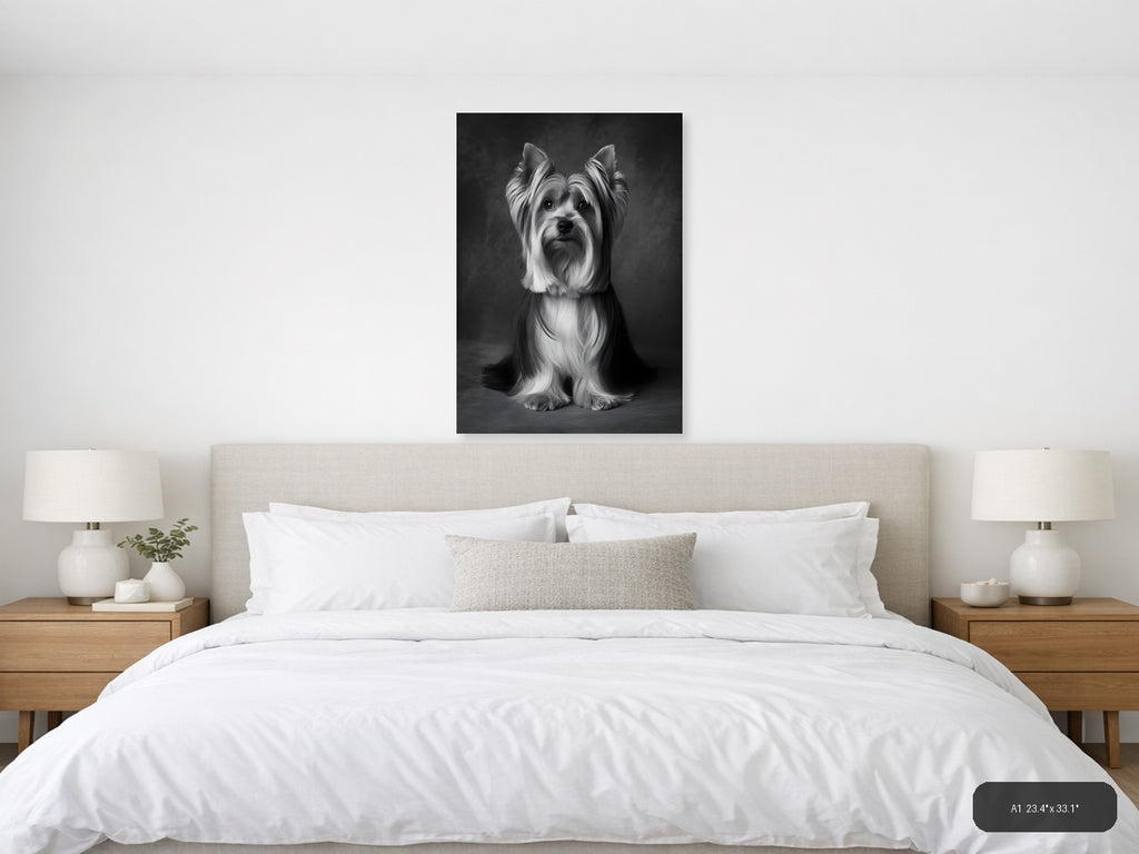 Shih Tzu Portrait Black and White Photography Wall Art — A1 / Bedroom