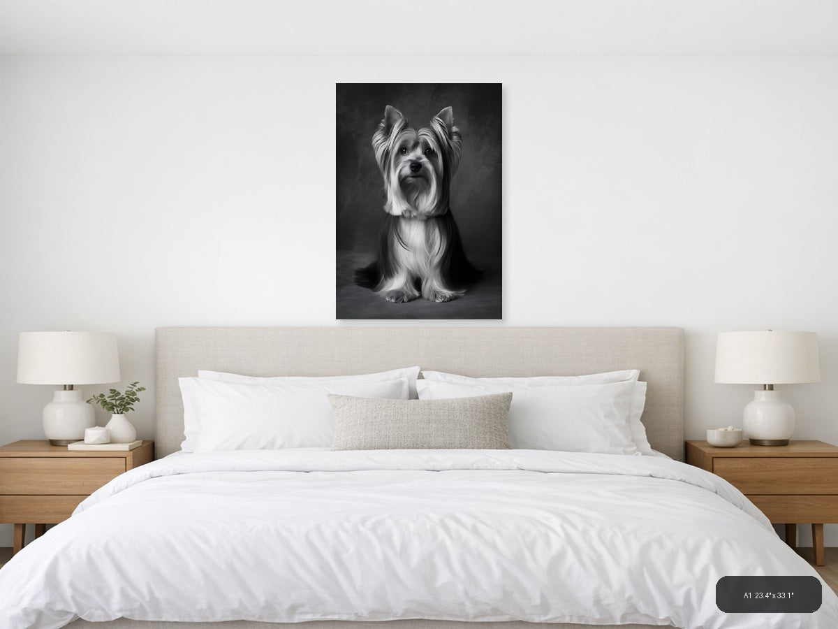 Shih Tzu Portrait Black and White Photography Wall Art — A1 / Bedroom