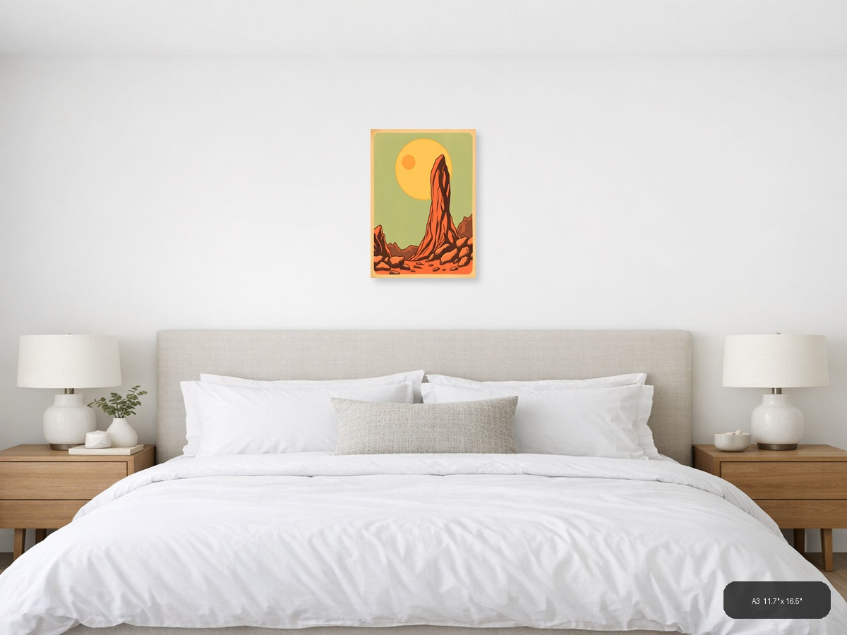 Desert Rock Formation Vintage Poster Wall Art — A3 / Bedroom