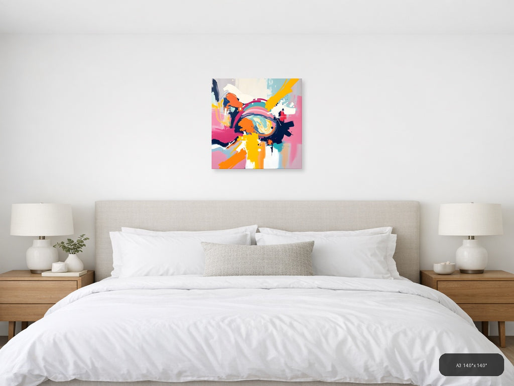 Vibrant Abstract Circle Burst Colorful Wall Art — A3 / Bedroom