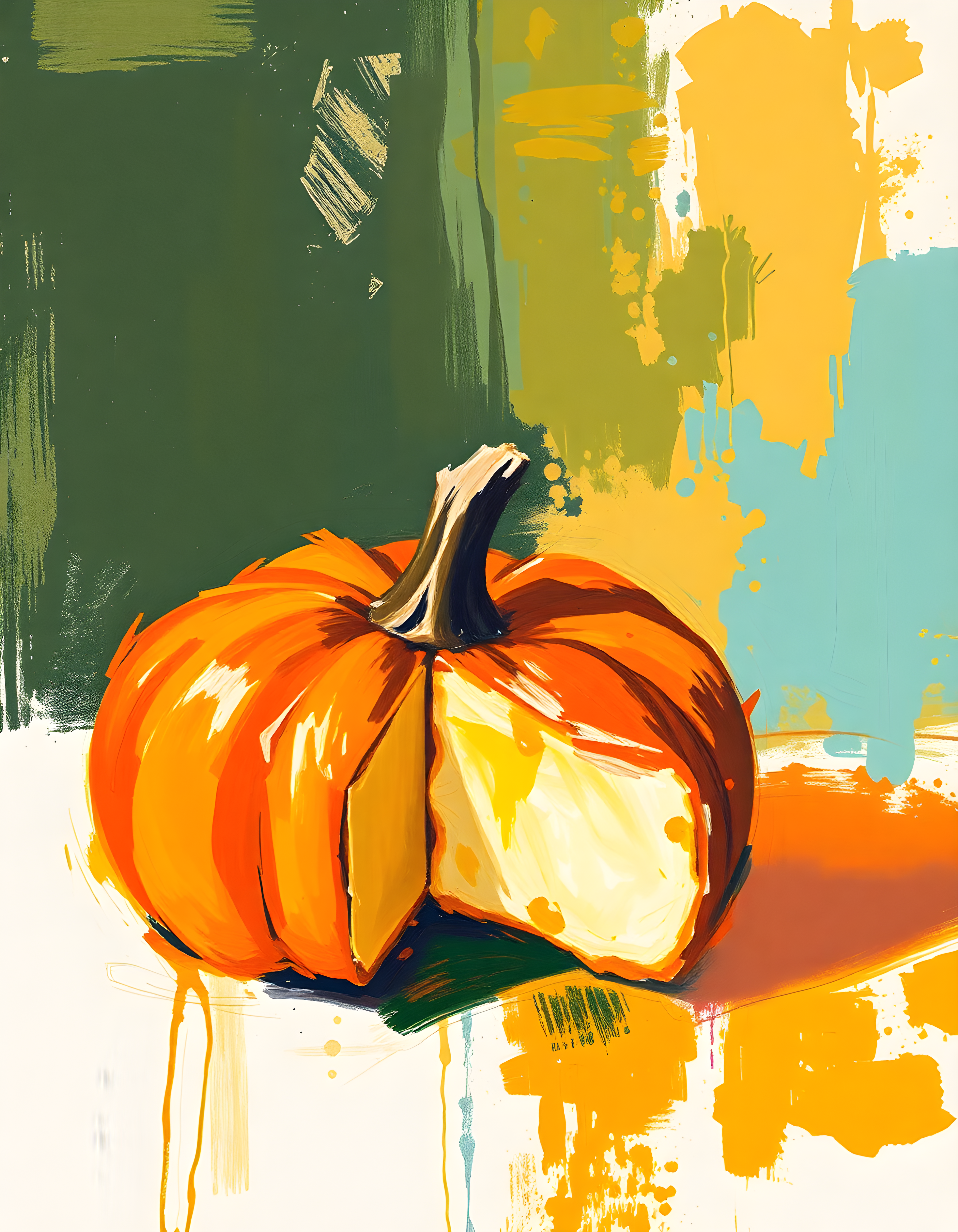 Abstract Orange Pumpkin Modern Autumn Wall Art