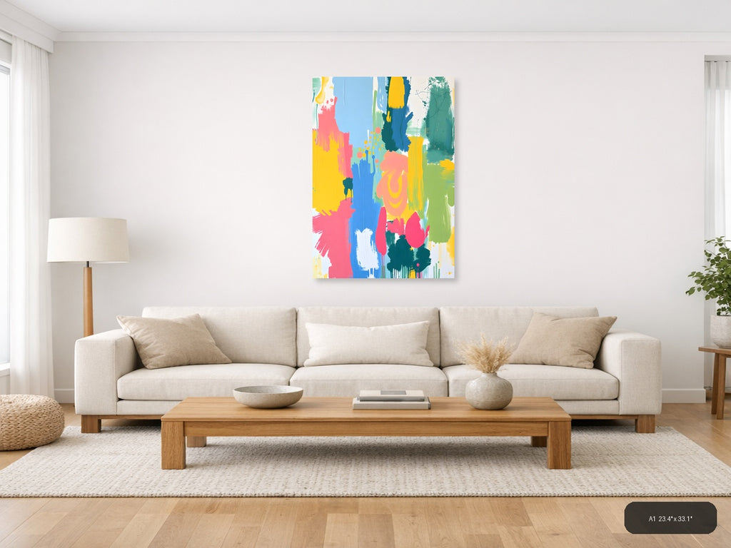 Vibrant Abstract Brushstrokes Colorful Modern Wall Art — A1 / Living Room