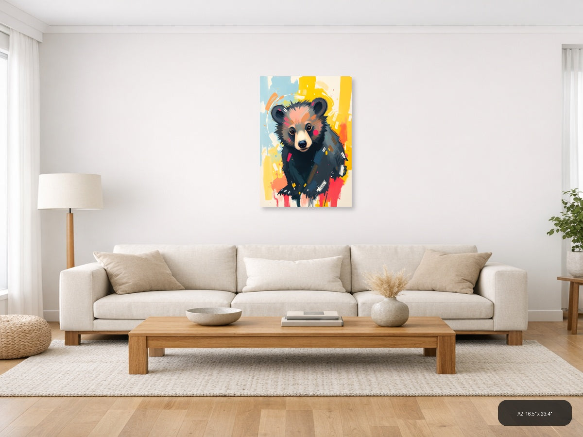 Abstract Colorful Bear Portrait Modern Wall Art — A2 / Living Room