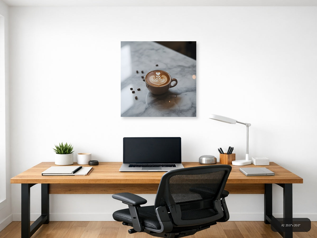 Minimalist Latte Art Coffee Cup Wall Art — A2 / Office