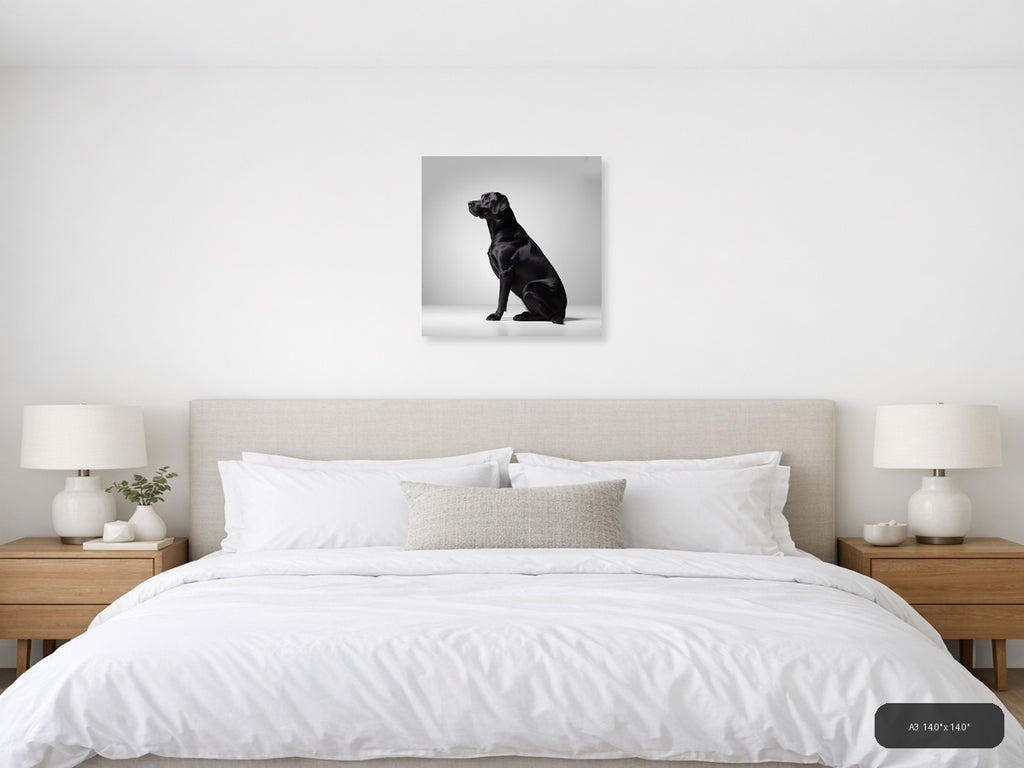 Black Labrador Minimalist Portrait Wall Art — A3 / Bedroom