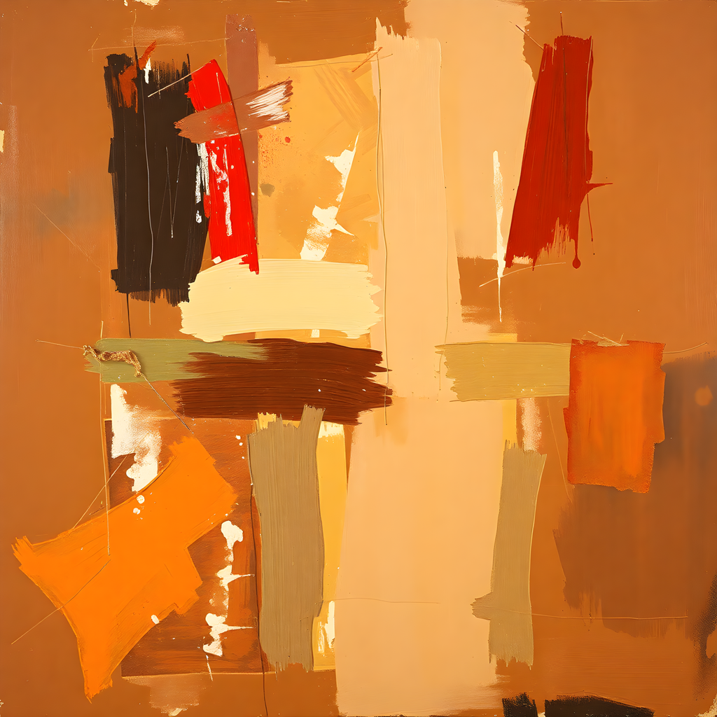 Abstract Orange & Red Geometric Modern Wall Art