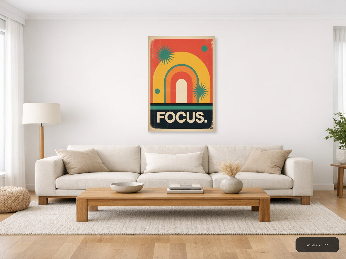 Focus Vintage Retro Sun Gate Abstract Wall Art — A1 / Living Room