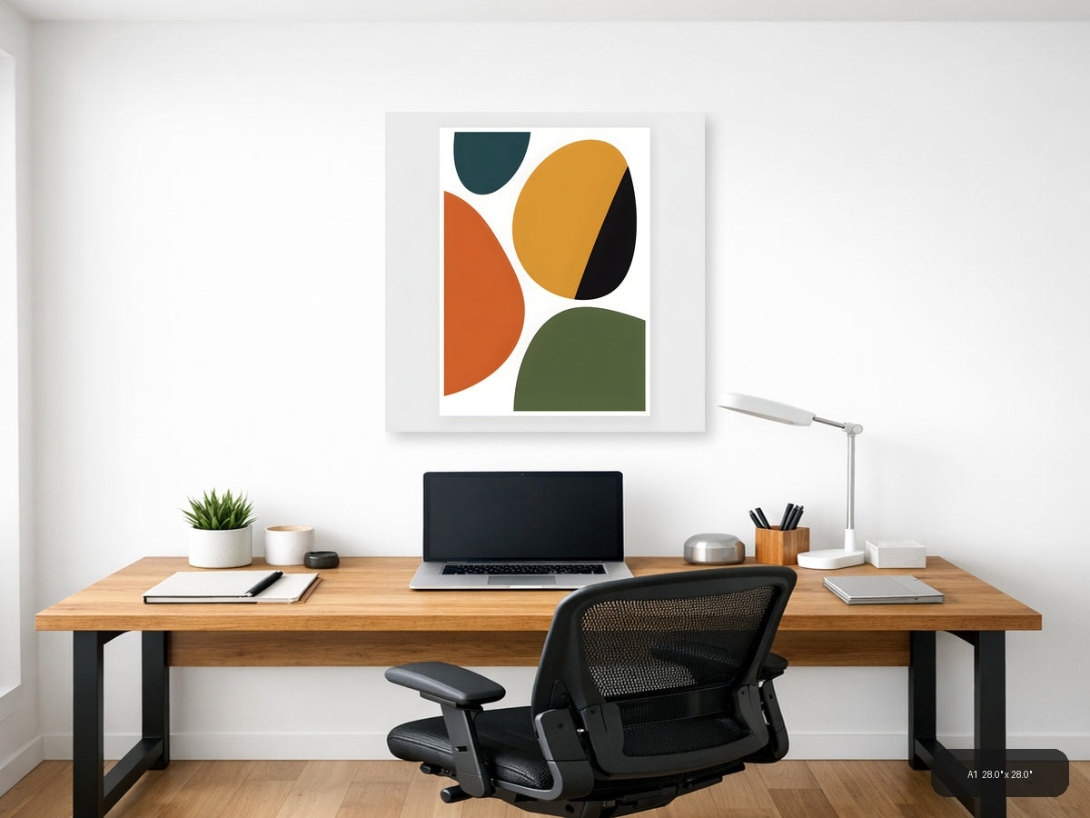 Minimalist Abstract Organic Shapes Multicolour Wall Art — A1 / Office