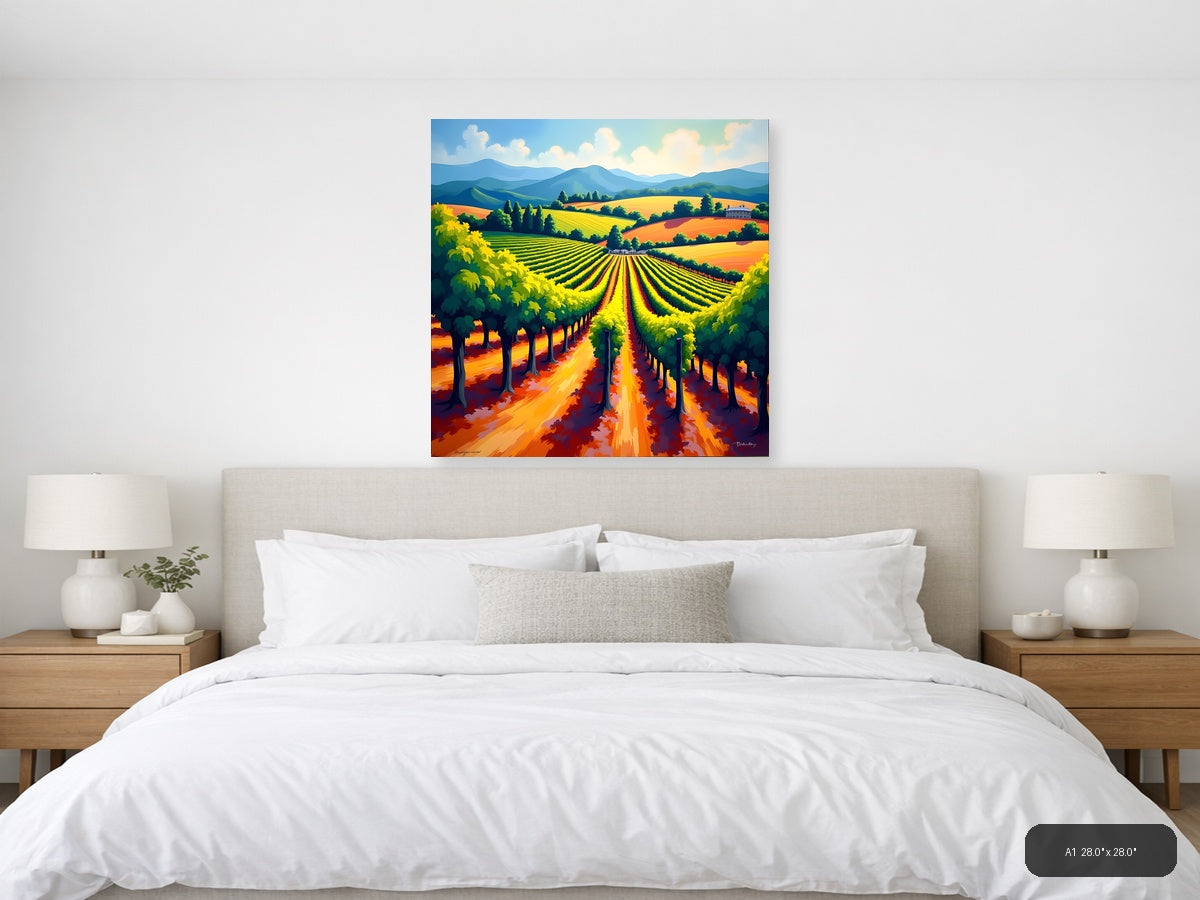 Vibrant Vineyard Landscape Abstract Wall Art — A1 / Bedroom