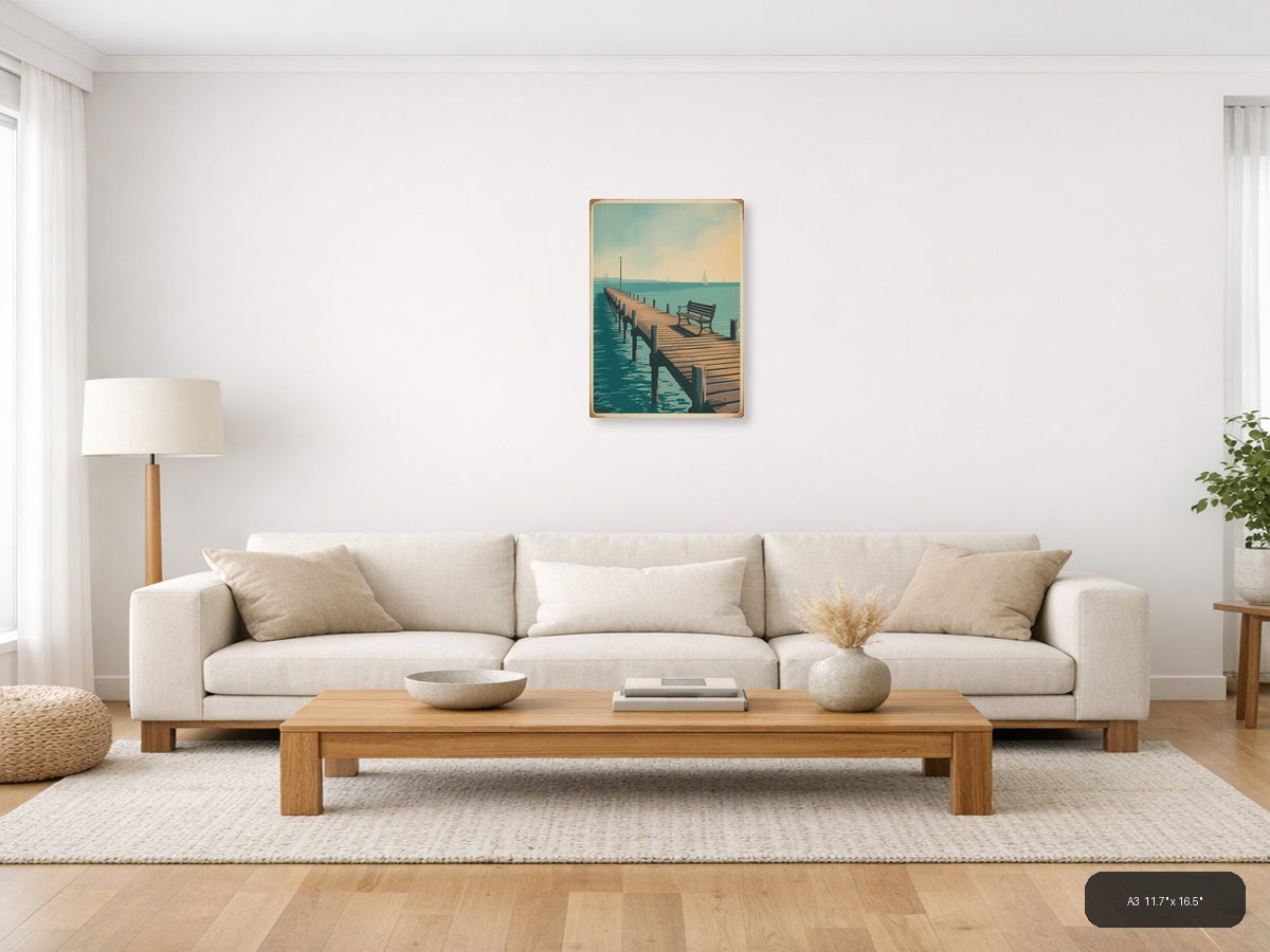 Pier — Vintage (Portrait) Canvas Print | Vintage Wall Art | A4 A3 A2 A1 — A3 / Living Room
