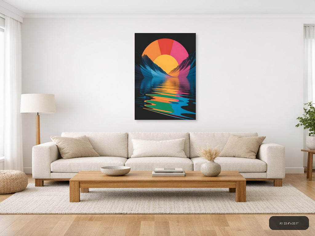 Colorful Sunset Mountain Landscape Photography Wall Art — A1 / Living Room