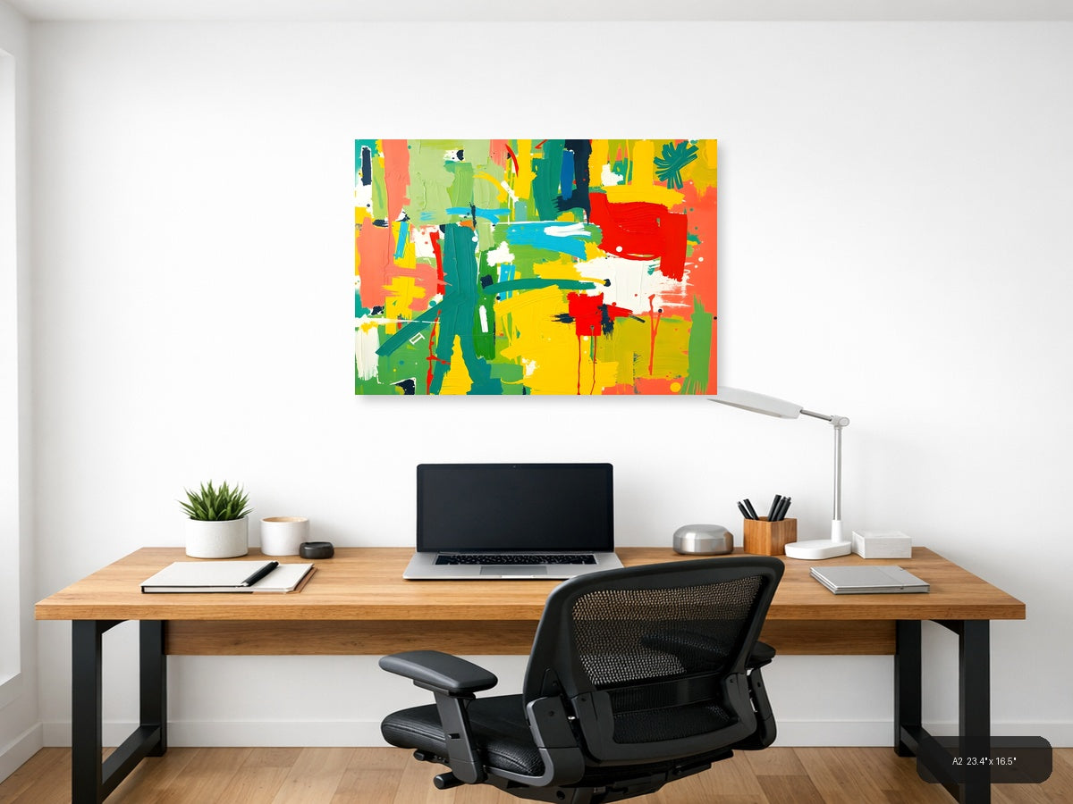 Vibrant Abstract Expressionist Landscape Wall Art — A2 / Office