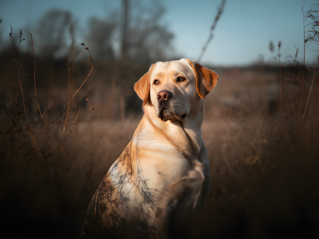 Golden Labrador in Field at Sunset - Photography Wall Art