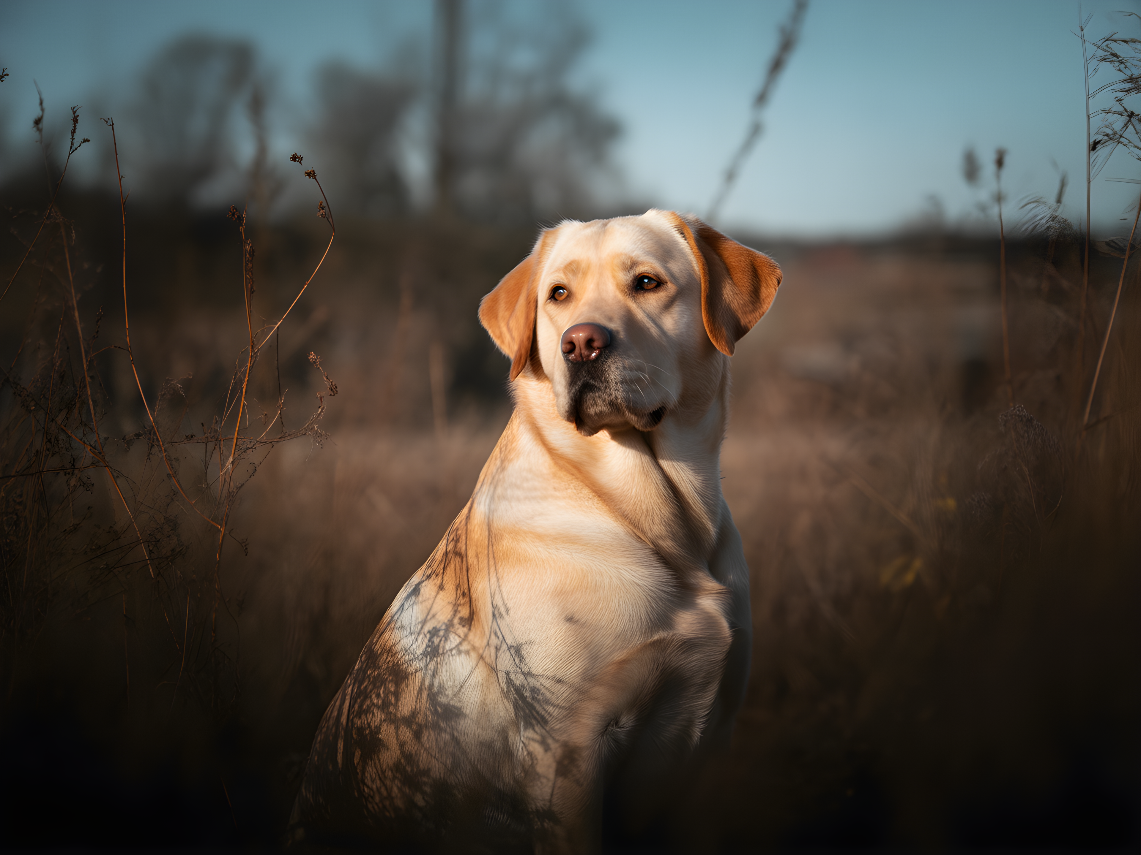 Golden Labrador in Field at Sunset - Photography Wall Art