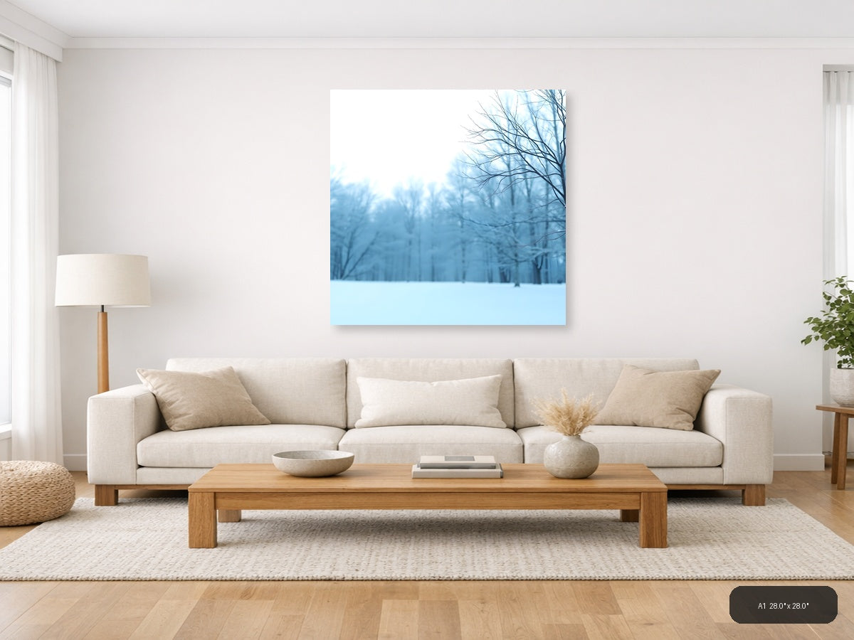 Minimalist Winter Forest Snow Landscape Wall Art — A1 / Living Room