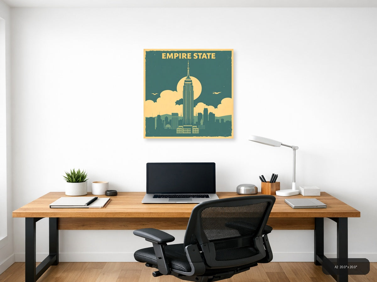 Empire State Building Vintage NYC Skyline Wall Art — A2 / Office