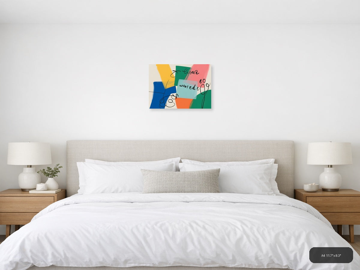 Abstract Colorful Shapes Modern Wall Art Print — A4 / Bedroom