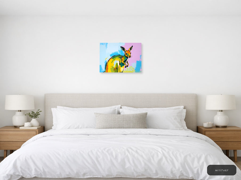 Colorful Abstract Deer Portrait Modern Wall Art — A4 / Bedroom