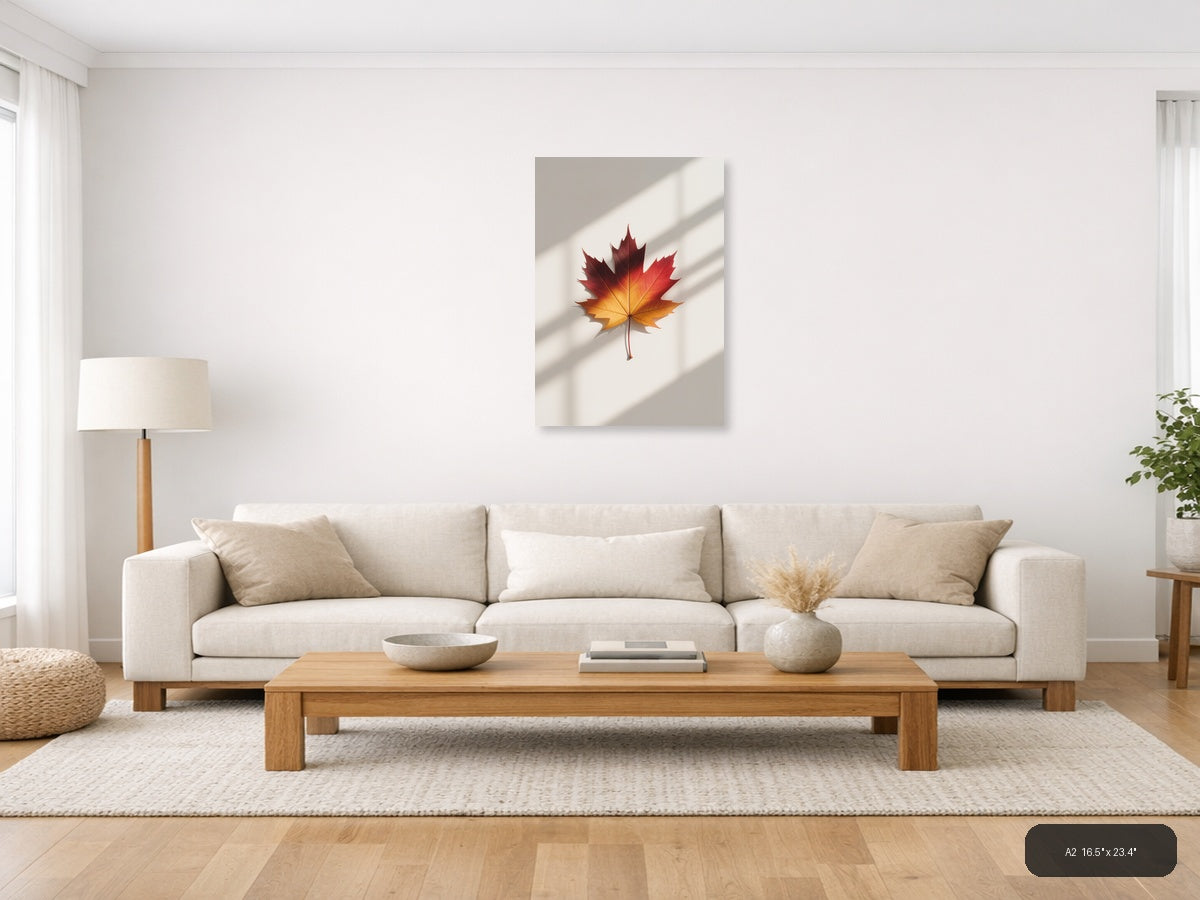 Autumn Maple Leaf Minimalist Wall Art — A2 / Living Room