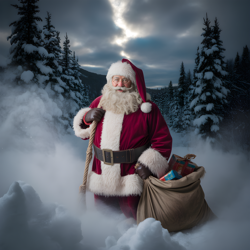 Santa Claus Winter Forest Snow Photography Wall Art