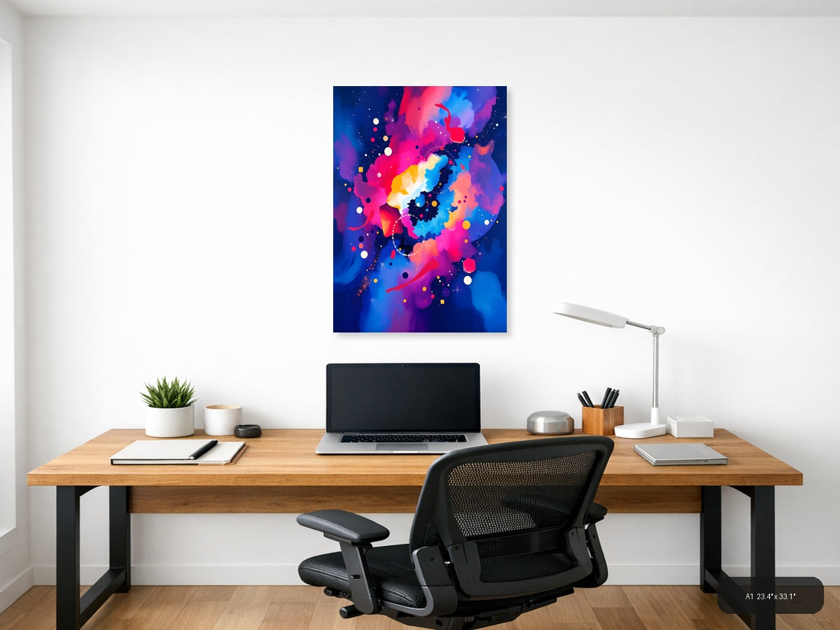 Vibrant Abstract Neon Galaxy Map Wall Art — A1 / Office