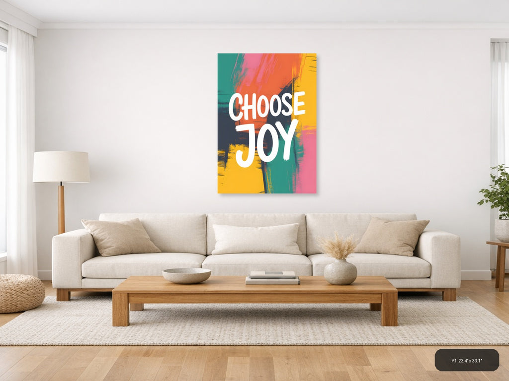 Choose Joy Abstract Colorful Brush Strokes Wall Art — A1 / Living Room