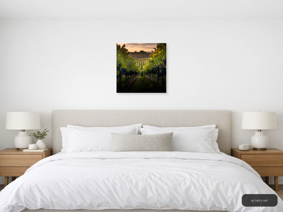 Vineyard at Sunset - Photography Wall Art — A3 / Bedroom