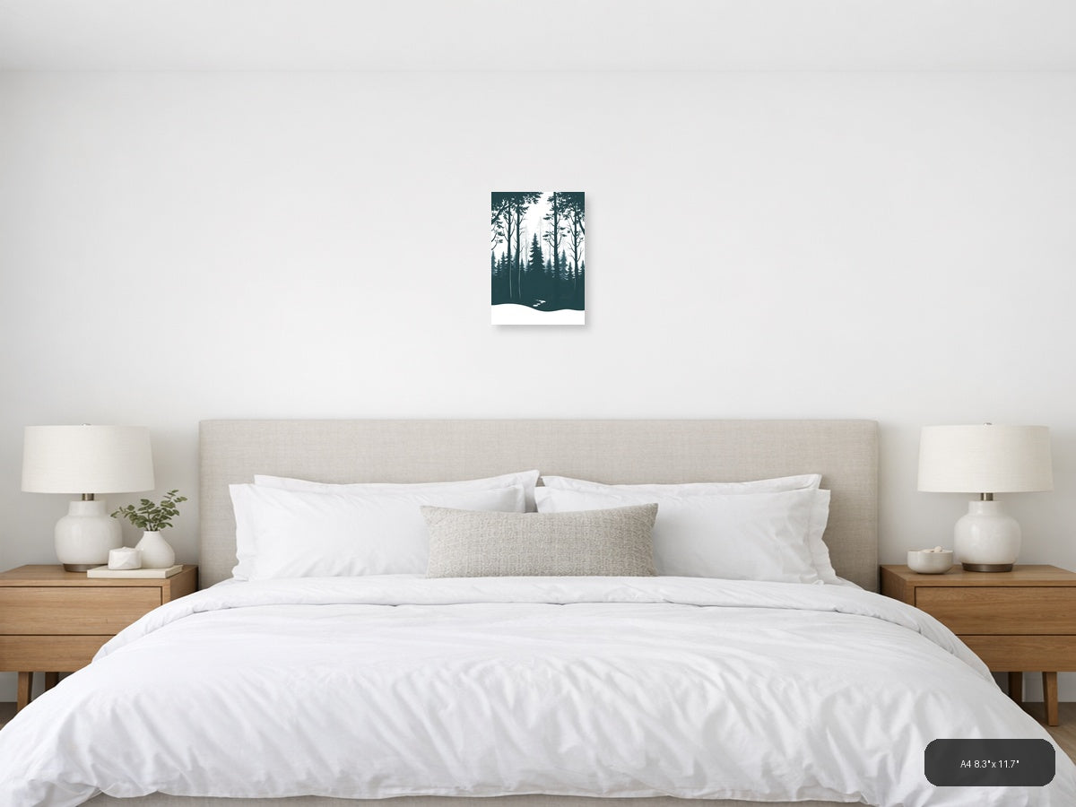 Minimalist Forest Path Winter Landscape Wall Art — A4 / Bedroom