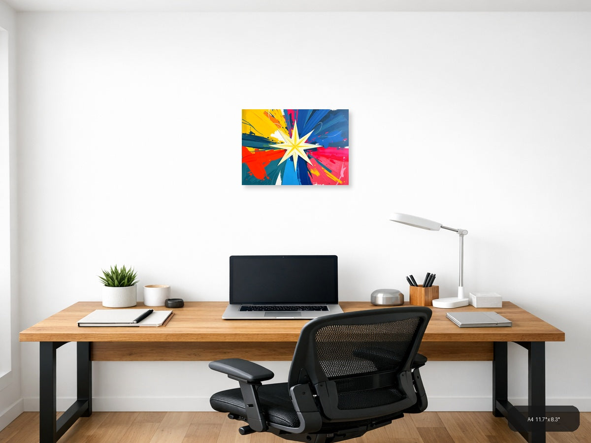Vibrant Star Burst Abstract Explosion Wall Art — A4 / Office