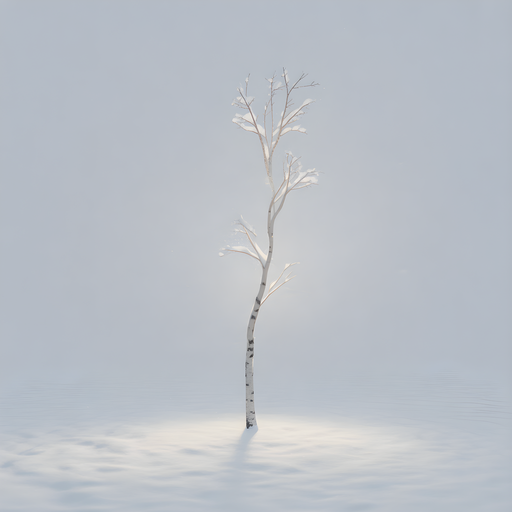 Minimalist Frosted Birch Tree Winter Wall Art