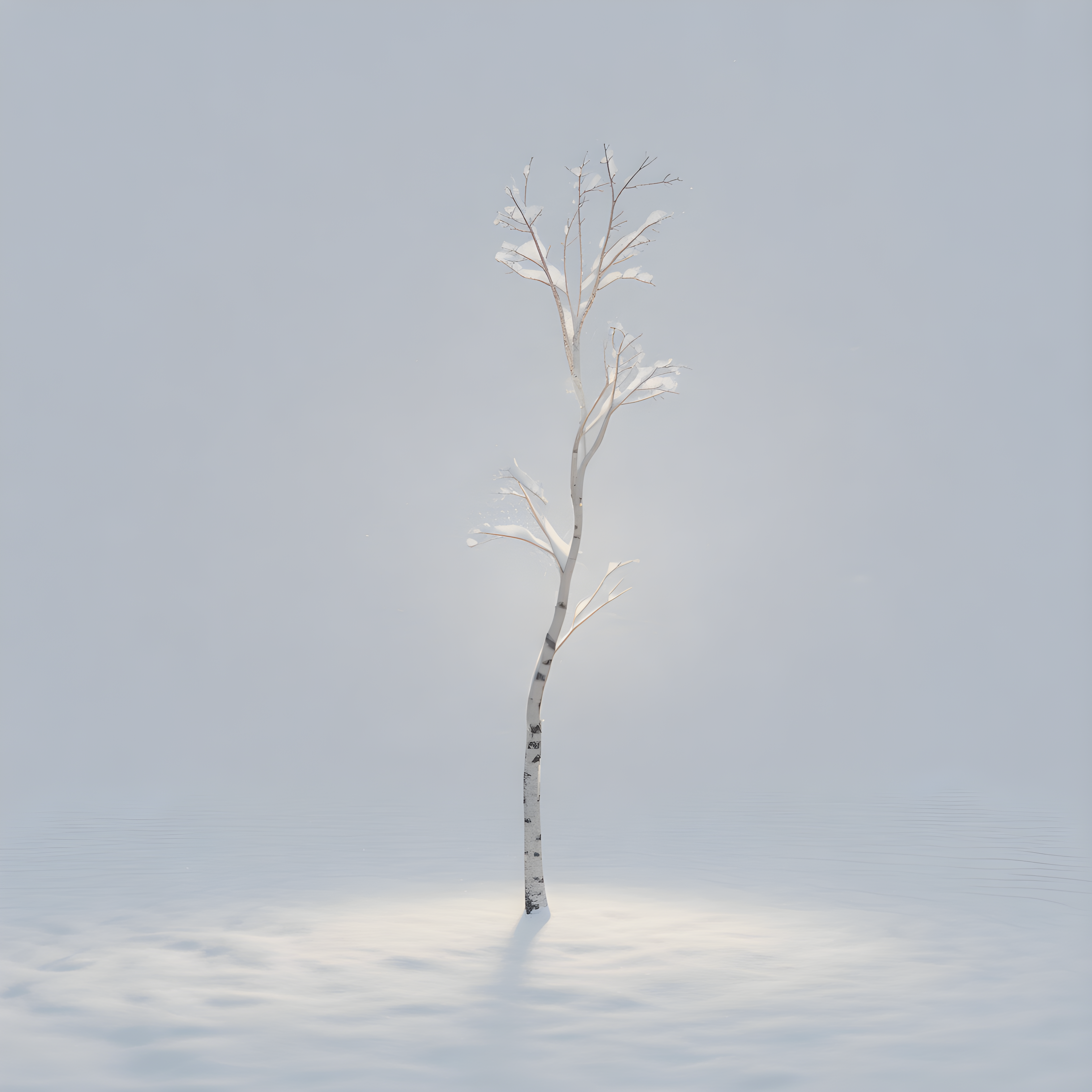 Minimalist Frosted Birch Tree Winter Wall Art