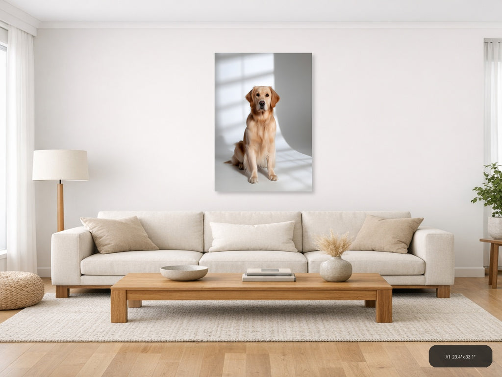 Golden Labrador Portrait Minimalist Wall Art — A1 / Living Room