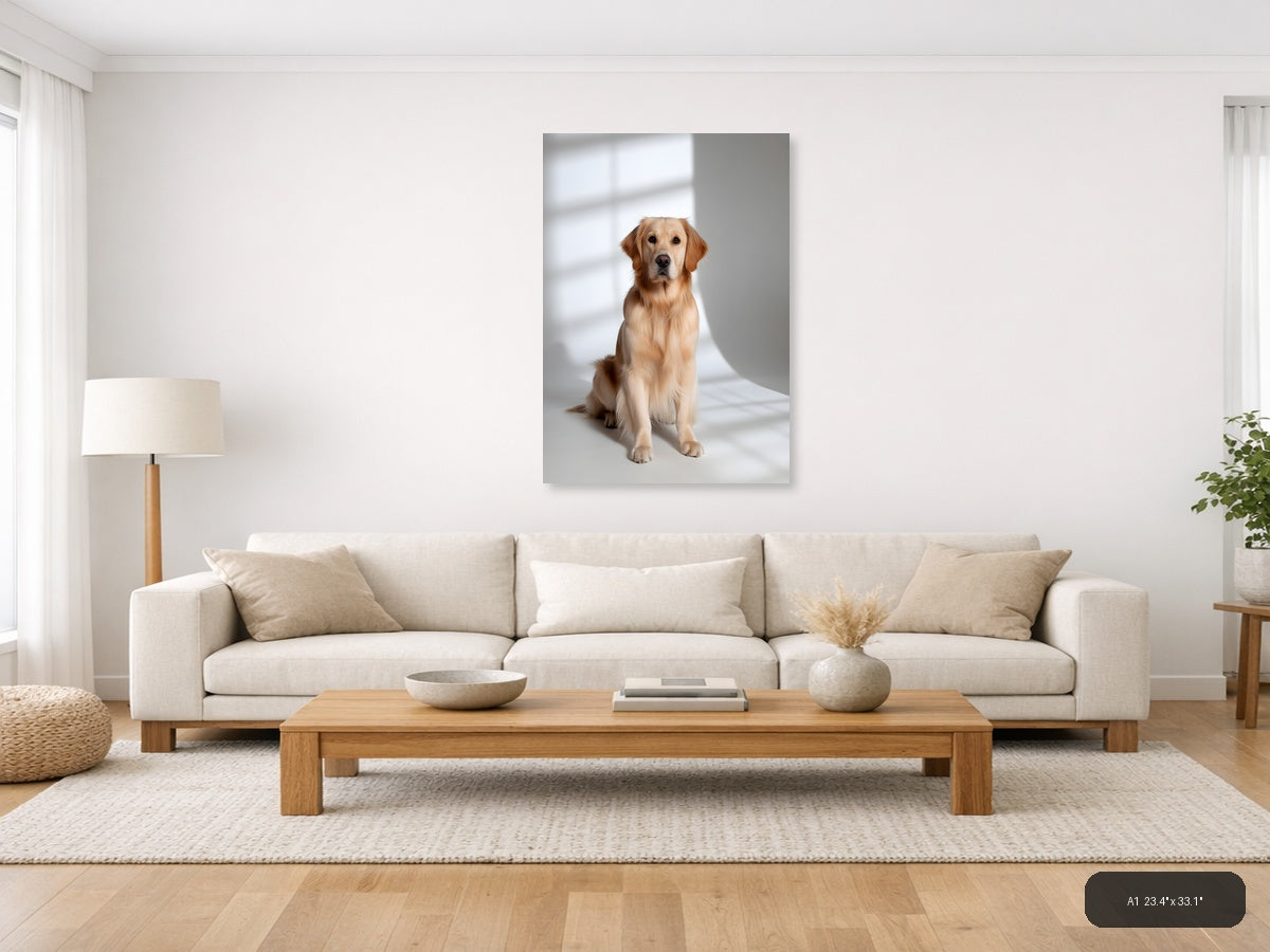 Golden Labrador Portrait Minimalist Wall Art — A1 / Living Room