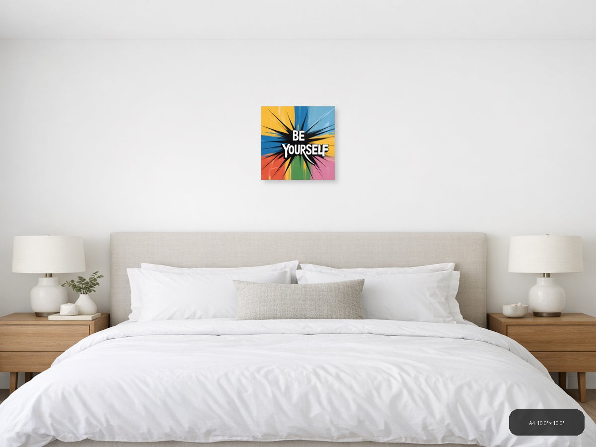 Colorful Abstract Sunburst Rainbow Wall Art — A4 / Bedroom