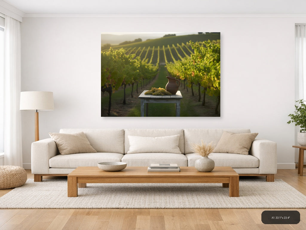 Wine — Minimalist (Landscape) Canvas Print | Minimalist Wall Art | A4 A3 A2 A1 — A1 / Living Room