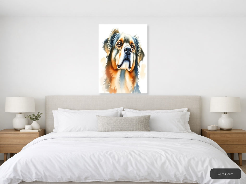 Bernese Mountain Dog Portrait Watercolor Wall Art — A1 / Bedroom