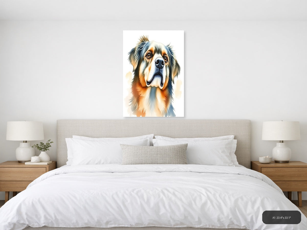 Bernese Mountain Dog Portrait Watercolor Wall Art — A1 / Bedroom