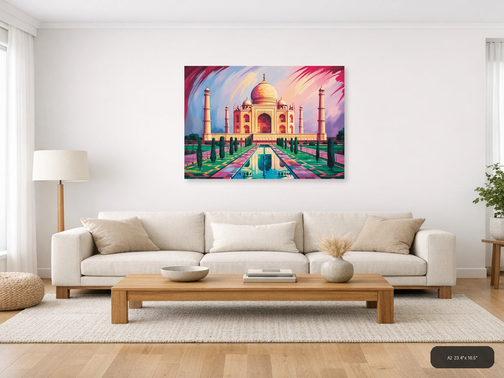 Taj Mahal Abstract Landscape with Reflecting Pool Wall Art — A2 / Living Room