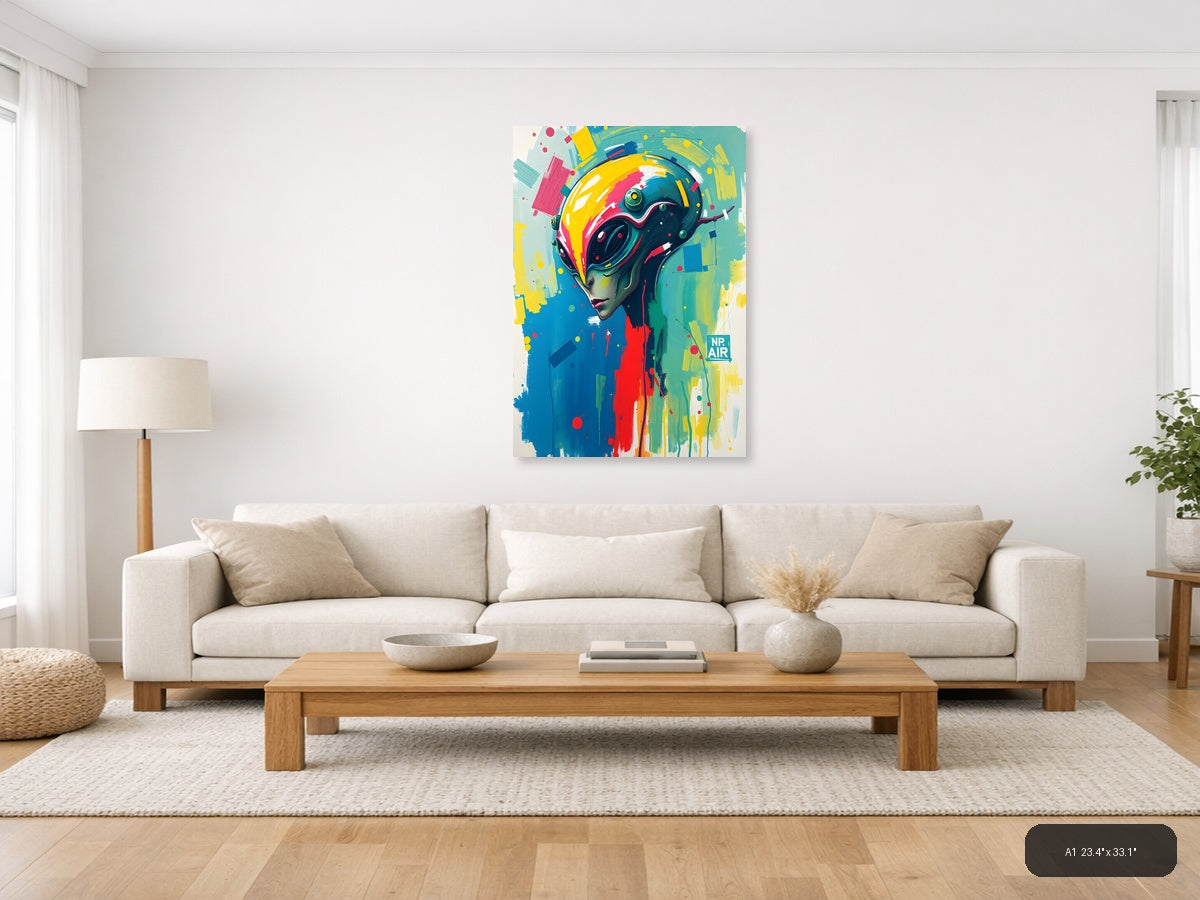 Colorful Abstract Futuristic Head Portrait Wall Art — A1 / Living Room