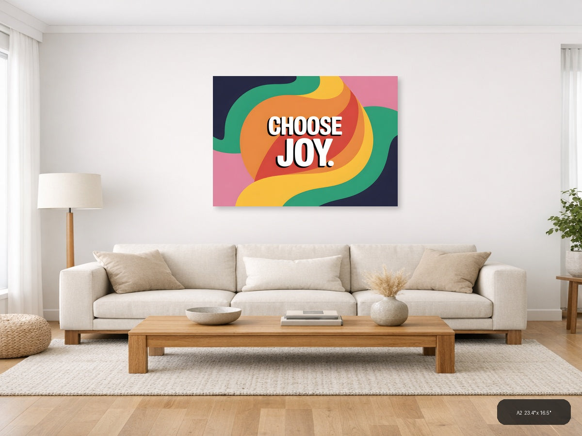 Choose Joy Colorful Abstract Wave Photography Wall Art — A2 / Living Room