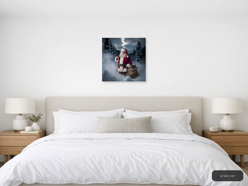 Santa Claus Winter Forest Snow Photography Wall Art — A3 / Bedroom
