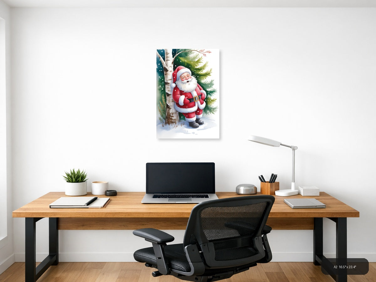 Santa Claus by Birch Tree Watercolor Wall Art — A2 / Office