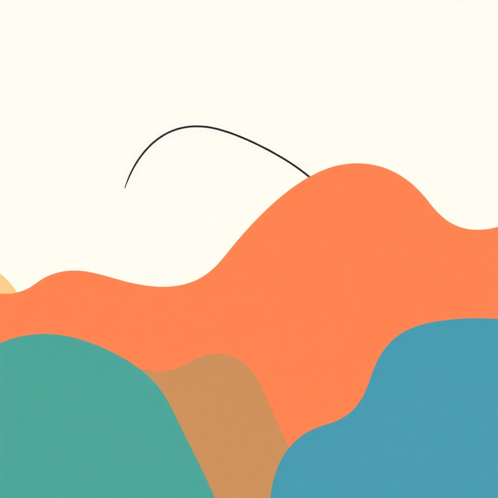 Minimalist Abstract Waves in Coral, Teal & Blue Wall Art