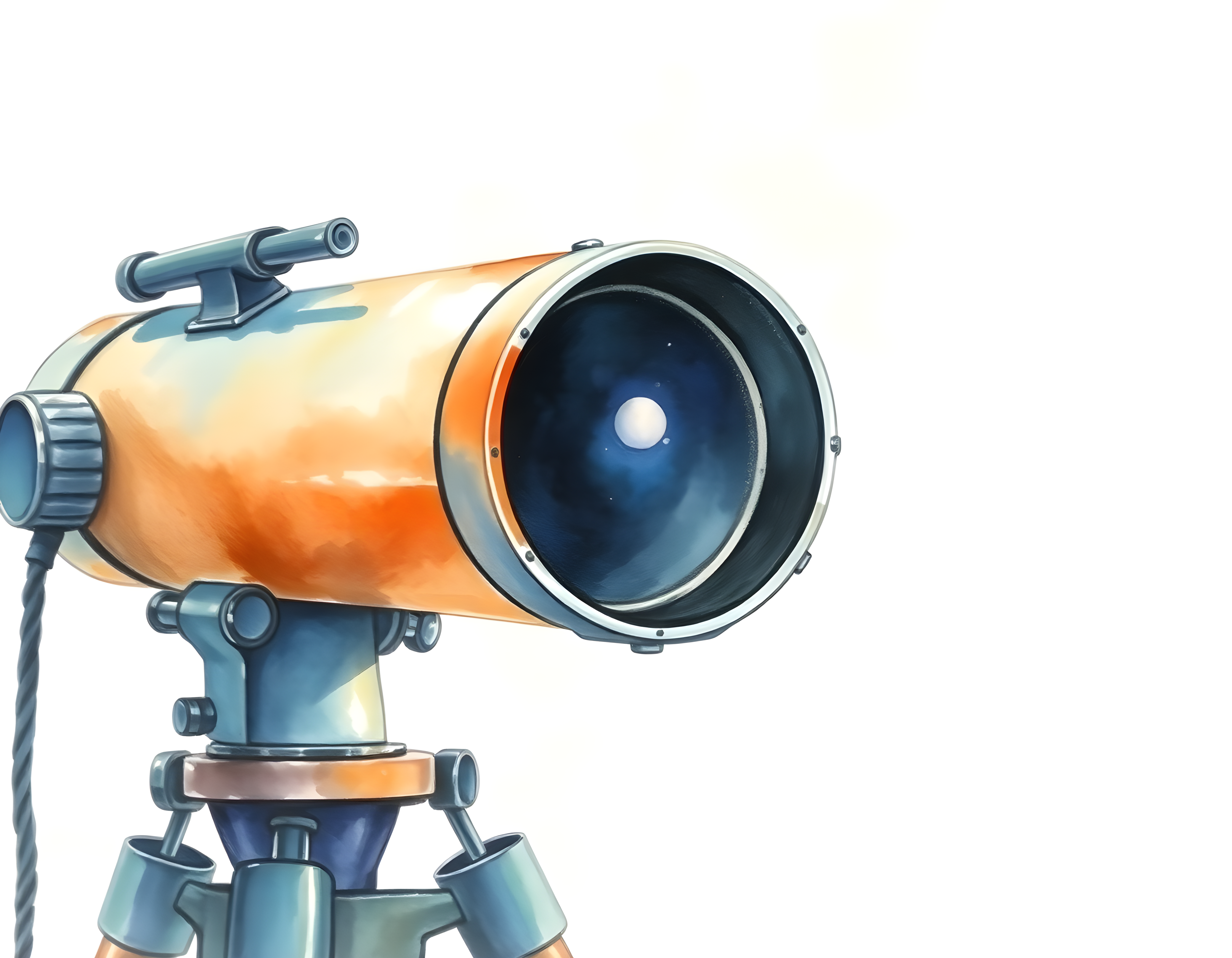 Vintage Telescope Watercolor Illustration Wall Art